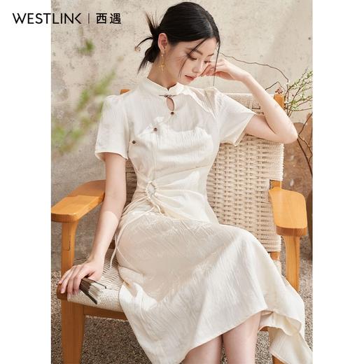 新中式国风古典提花连衣裙女新款气质优雅系带长裙V0050547 商品图0