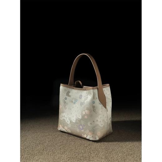 丁摩 宋锦手提包新中式国风旗袍包水桶包牛皮包单肩手提斜挎包5ZF-2127 商品图4