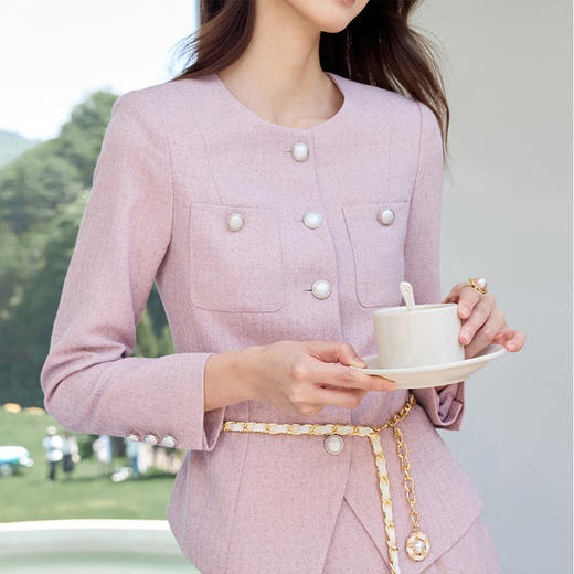 IWY/法式名媛粉色西装套裙女秋季长袖珠宝设计师工作服正装WCS117 商品图3