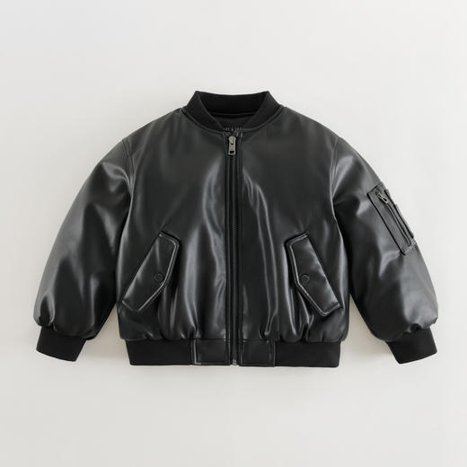 马克珍妮男童潮酷有型夹棉皮衣外套2025年秋冬新款551251 商品图4