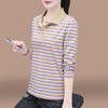 百媚生 95棉翻领条纹女士长袖T恤850 商品缩略图5