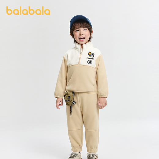 巴拉巴拉童装儿童套装男童秋冬摇粒绒两件套学院风小童百搭休闲装 商品图1