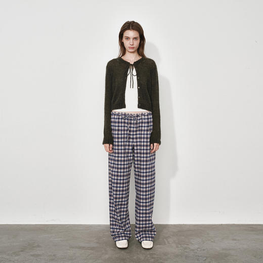 NUTH复古撞色格纹宽松直筒阔腿休闲格子裤女 商品图3