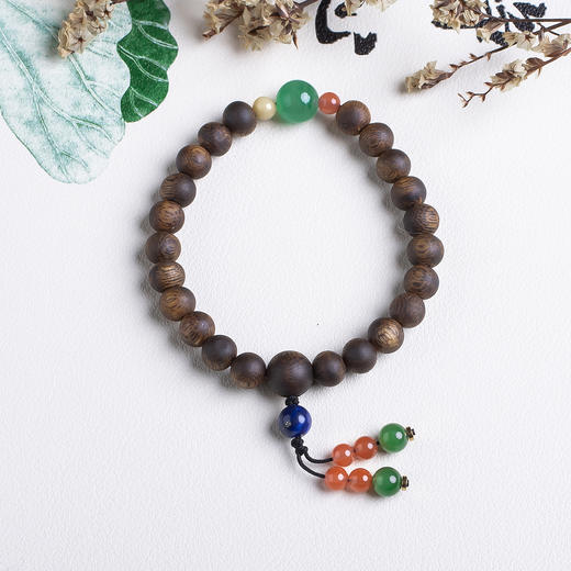 xy0515沉香+非洲翠碧玉南红手持手串 商品图0