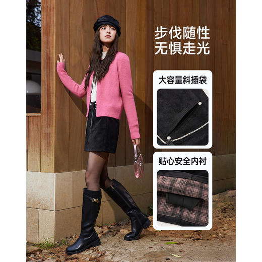 IEF/爱依服2025 冬季 韩版时尚显瘦别致设计感显瘦天鹅绒A裙N36378 商品图3