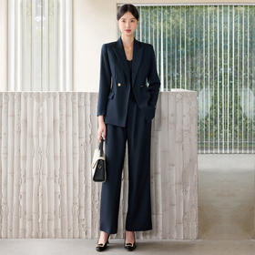 IWY/藏青色气质干练西装套装女正式场合接待销售职业装总裁正装WCP093