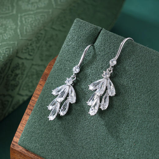 子佩集S925银【冰花淑叶】耳环【Z18589】纯银时尚玉兰花水滴2507 商品图4