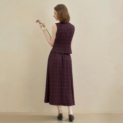 西遇复古高智感格纹通勤套装女秋季西装马甲搭半身裙两件套V2651169 商品图4