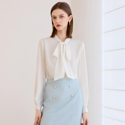 IWY/法式名媛绑带衬衫套裙女气死时尚套装白领通勤上班职业正装B500+S2463 商品图1