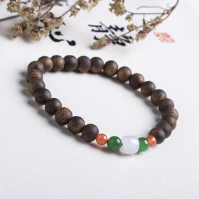 xy0512沉香+和田玉南红手串