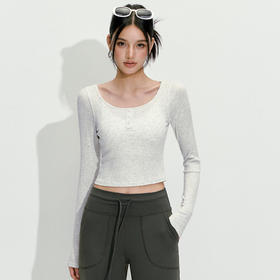 【限时秒】YOGACODE【火树银花系列】纯色短款长袖瑜伽服上衣紧身显瘦跑步健身时尚圆领外穿运动上衣女DWT125494