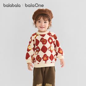 巴拉巴拉balaOne童装儿童卫衣宝宝2025新款冬装加绒休闲印花上衣