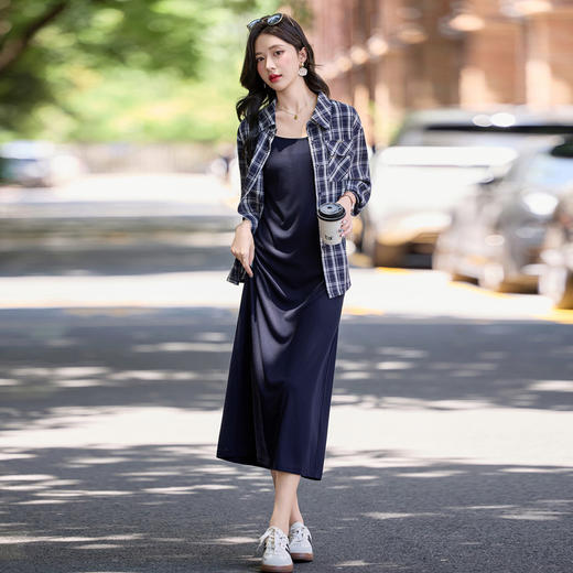 【预售3天】PY 时尚格纹衬衫+吊带裙套装 &MY2651 商品图3