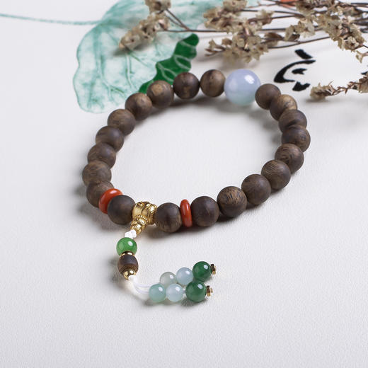 xy0514沉香+翡翠南红手持手串 商品图2