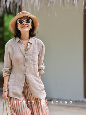 PETIT SCHAN小闪 CLO#884 The aftertaste lingers 意犹未尽 一千零一夜系列纯亚麻休闲长袖衬衫