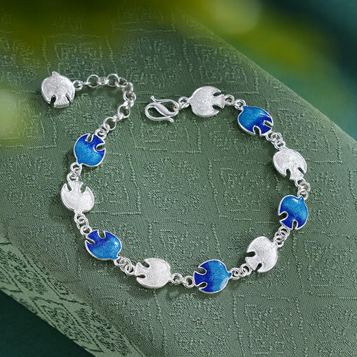 子佩集S990银【和平颂鸽】手链【DSSL003】纯银花丝珐琅彩原创作品2507 商品图1