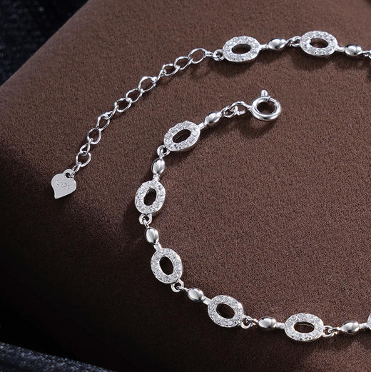 子佩集S925银【倩影凌波】手链【SL070490】纯银时尚椭圆圈锆石2507 商品图4