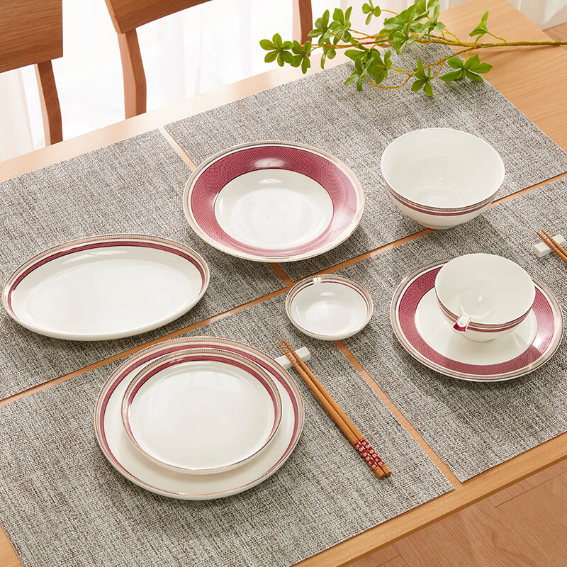 厨房骨瓷餐具家用饭碗大碗盘子小碟调羹吉星月辉