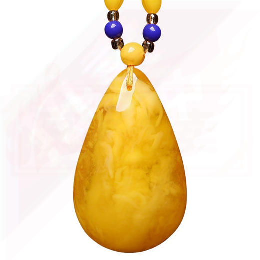 丁摩 正品老蜜蜡吊坠水滴鸡油黄项链随行男女款琥珀金绞蜜长款毛衣链5ZF- 商品图4