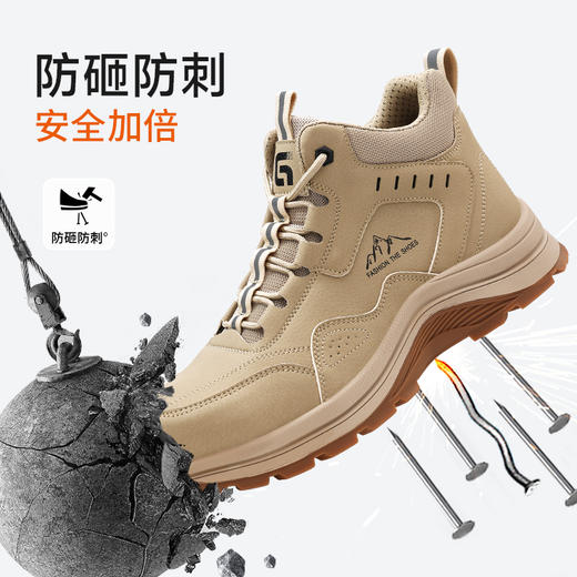 新款劳保鞋防砸防刺穿钢包头橡胶底四季款高帮 商品图2