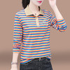 百媚生 95棉翻领条纹女士长袖T恤850 商品缩略图0