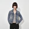 NUTH复古水洗做旧修身正肩短款牛仔外套女 商品缩略图8