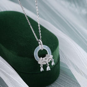 子佩集S925银【平安无虞】套链【YL-7278101】纯银时尚白玉髓平安扣项链2507