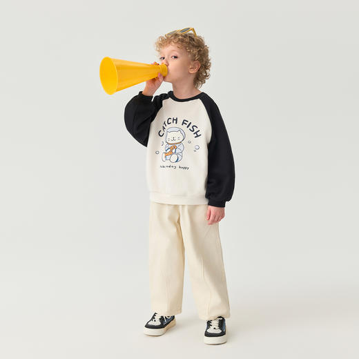 马克珍妮男童猫咪宇航员拼色卫衣2025年秋装新款551135 商品图3