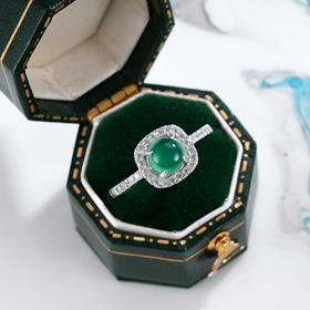 子佩集S925银【碧野千祥】戒指【JZ012871】纯银绿玉髓方块2507