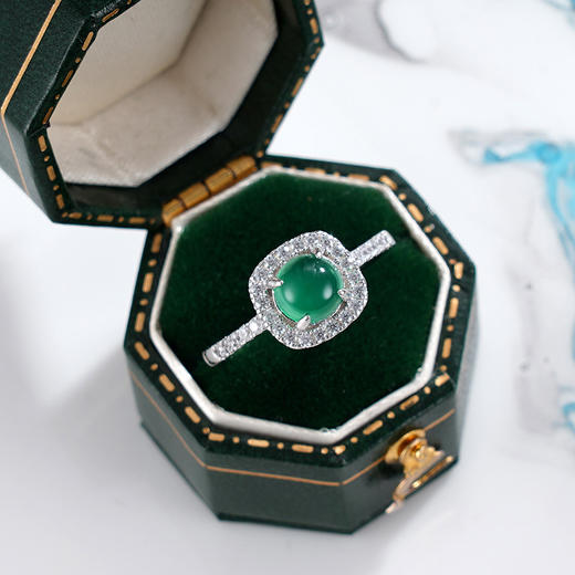 子佩集S925银【碧野千祥】戒指【JZ012871】纯银绿玉髓方块2507 商品图1