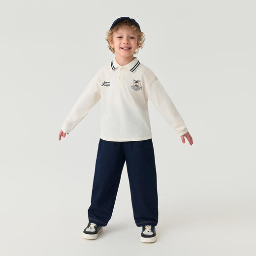 马克珍妮男童校园纯棉poloT恤2025年秋装新款551122 商品图2