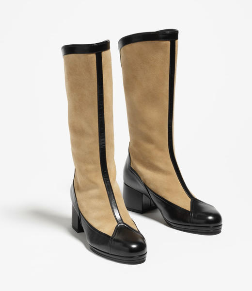 CH-SH 25A 拼皮高跟中筒靴 商品图1