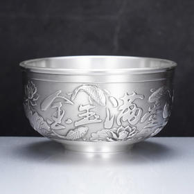 子佩集S999银【金玉满堂】摆件【BXF008024803】纯银餐具鱼莲吉言碗2507