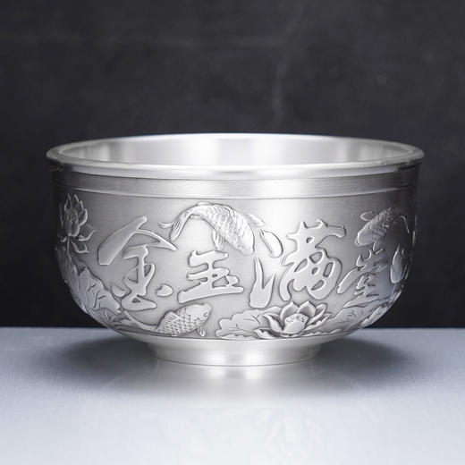 子佩集S999银【金玉满堂】摆件【BXF008024803】纯银餐具鱼莲吉言碗2507 商品图9