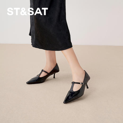 【精选牛皮】星期六优雅T 字带显瘦细高跟SSD3111089 商品图5