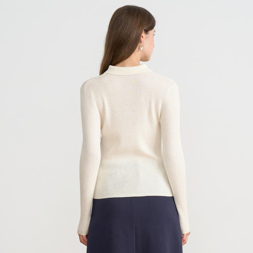 【polo领气质开衫】EITIE爱特爱简约显瘦羊毛针织衫2025秋季新款针织衫D2501907 商品图6