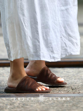 PETIT SCHAN小闪 SHO#003 Leather Slides 皮屐 意大利进口复古水洗植鞣马皮拖鞋