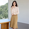 IWY/气质米杏色长袖衬衫套裙女正式场合接待职业装衬衣半裙套装24B591+25S789 商品缩略图3