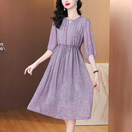 【预售3天】PY 气质显瘦收腰圆领中袖连衣裙 &5293 商品图3