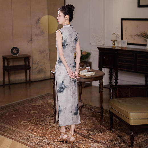 【预售3天】新款双层华尔缎长款修身显瘦日常旗袍8145 商品图3