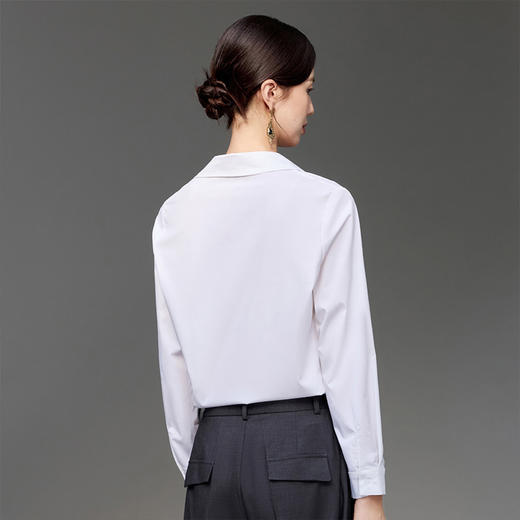 IWY/白色V领衬衫新款女轻奢高级感女装长袖职业面试正装女25B755 商品图5