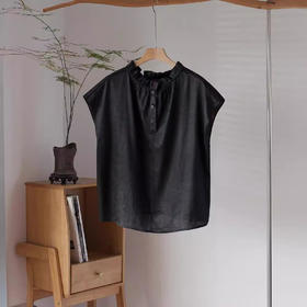 丁摩 真丝香云纱老料坎肩上衣女新款重磅高级感桑蚕丝气质无袖小衫5ZF-17171