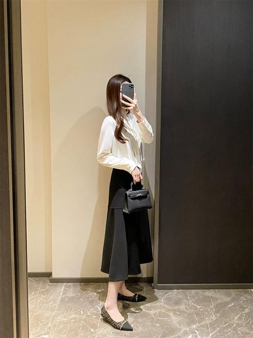 MAX同款高端法式赫本风莫代尔半裙高腰A字荷叶摆半裙 商品图6