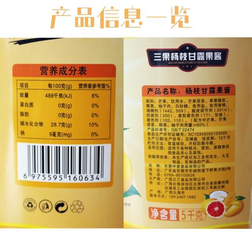 5kg 三果 杨枝甘露果酱 果粒馅 蛋糕夹层饮品果馅披萨圣代果粒果酱 商品图2