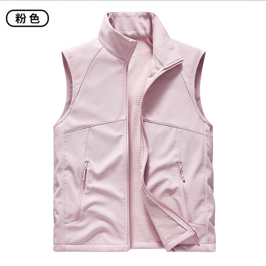 百媚生 轻量化马甲防水防风软壳纯色立领男女跑步运动坎肩2888 商品图7