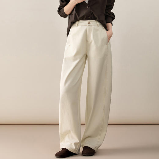 百媚生 松弛感港风天丝棉宽松纯色牛仔弯刀裤天丝棉 5302 商品图0