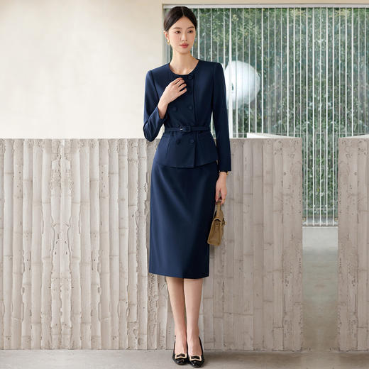 IWY/藏青色西装套裙女秋季高级感正式场合职业裙装工作服WCS099 商品图4