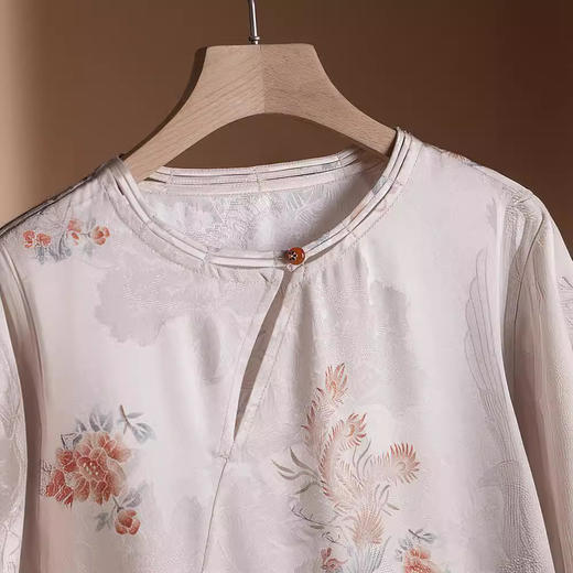 丁摩 真丝连衣裙提花新中式连衣裙桑蚕丝中国风改良旗袍长裙子5ZF-39269 商品图2