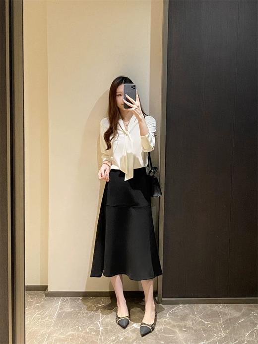 MAX同款高端法式赫本风莫代尔半裙高腰A字荷叶摆半裙 商品图7