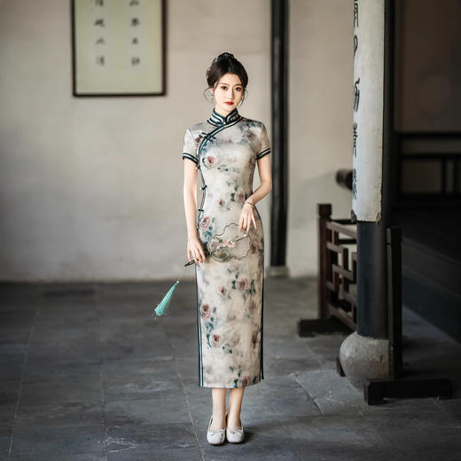 日常高档修身长款，民国风年轻款旗袍LJX-7794 商品图4